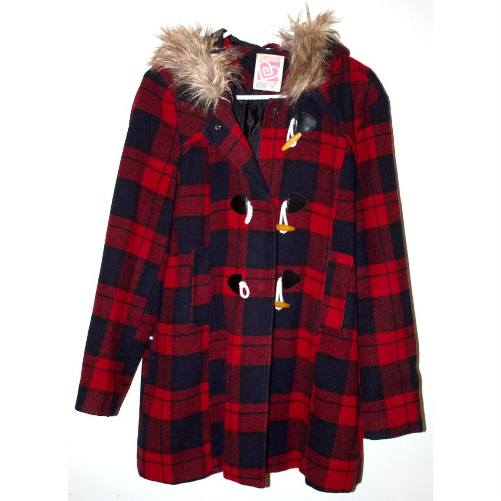 Red and black Tartan Fall Coat / Size L / ardene